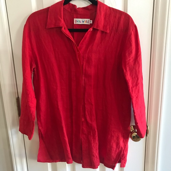 Jams World Tops - Jams World cherry red linen button down shirt